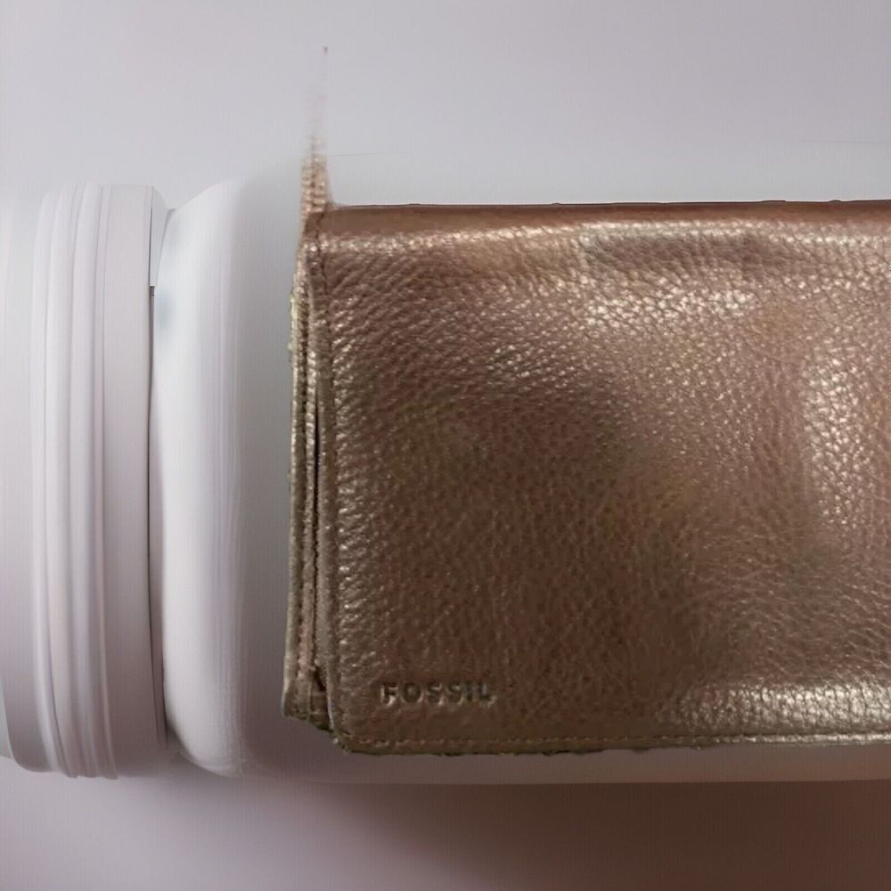 Fossil Brown Trifold Checkbook Wallet Genuine Soft‎ Leather - Picture 5 of 11